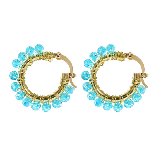 Beaded hoop earrings lever back 5506