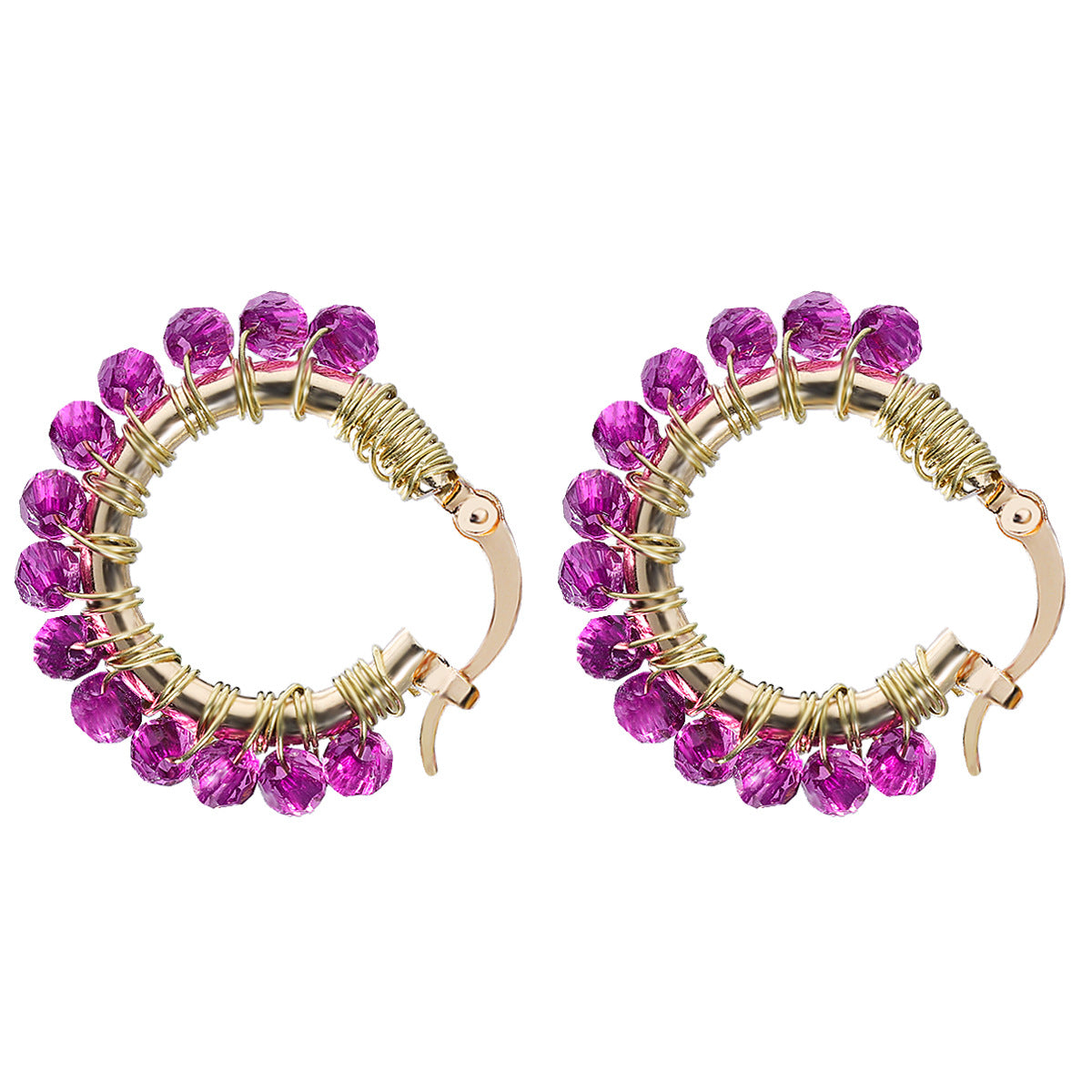 Beaded hoop earrings lever back 5506