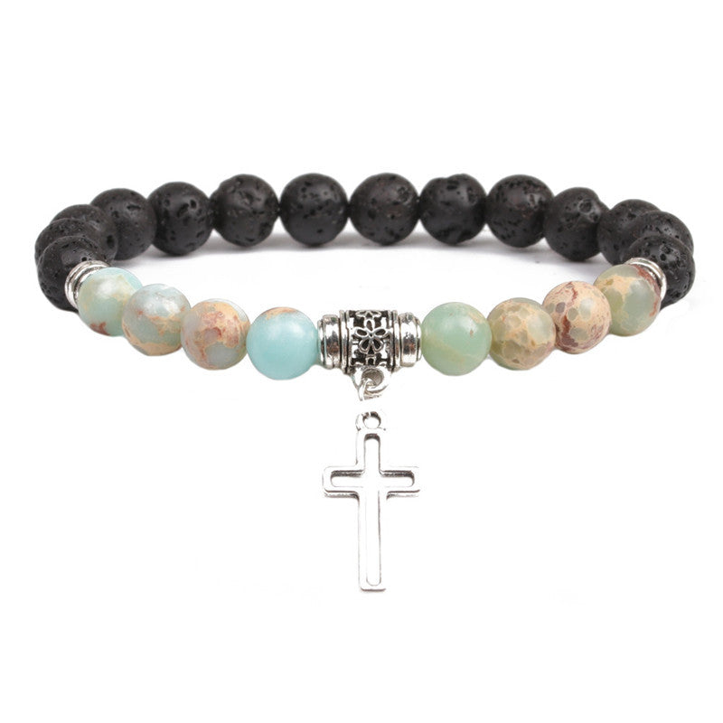 Cross of forgiveness multi stone bracelet 7265