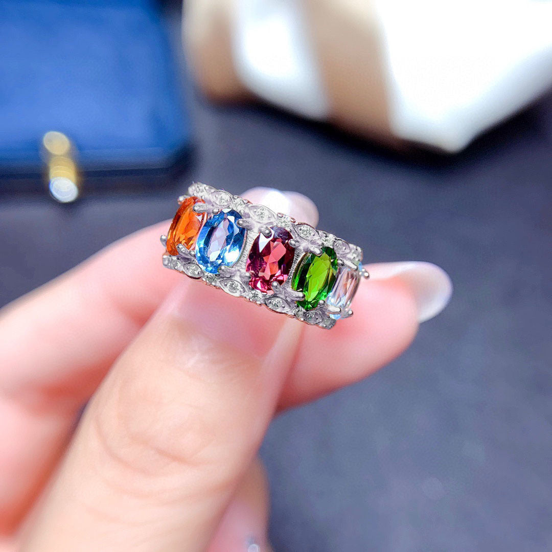 Multiple rainbow adjustable ring 1736