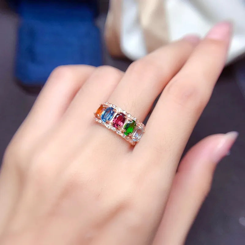 Multiple rainbow adjustable ring 1736