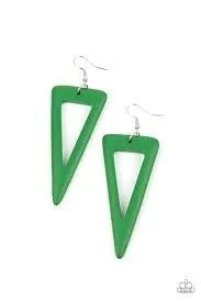 Bermuda Backpacker - Green earrings wood