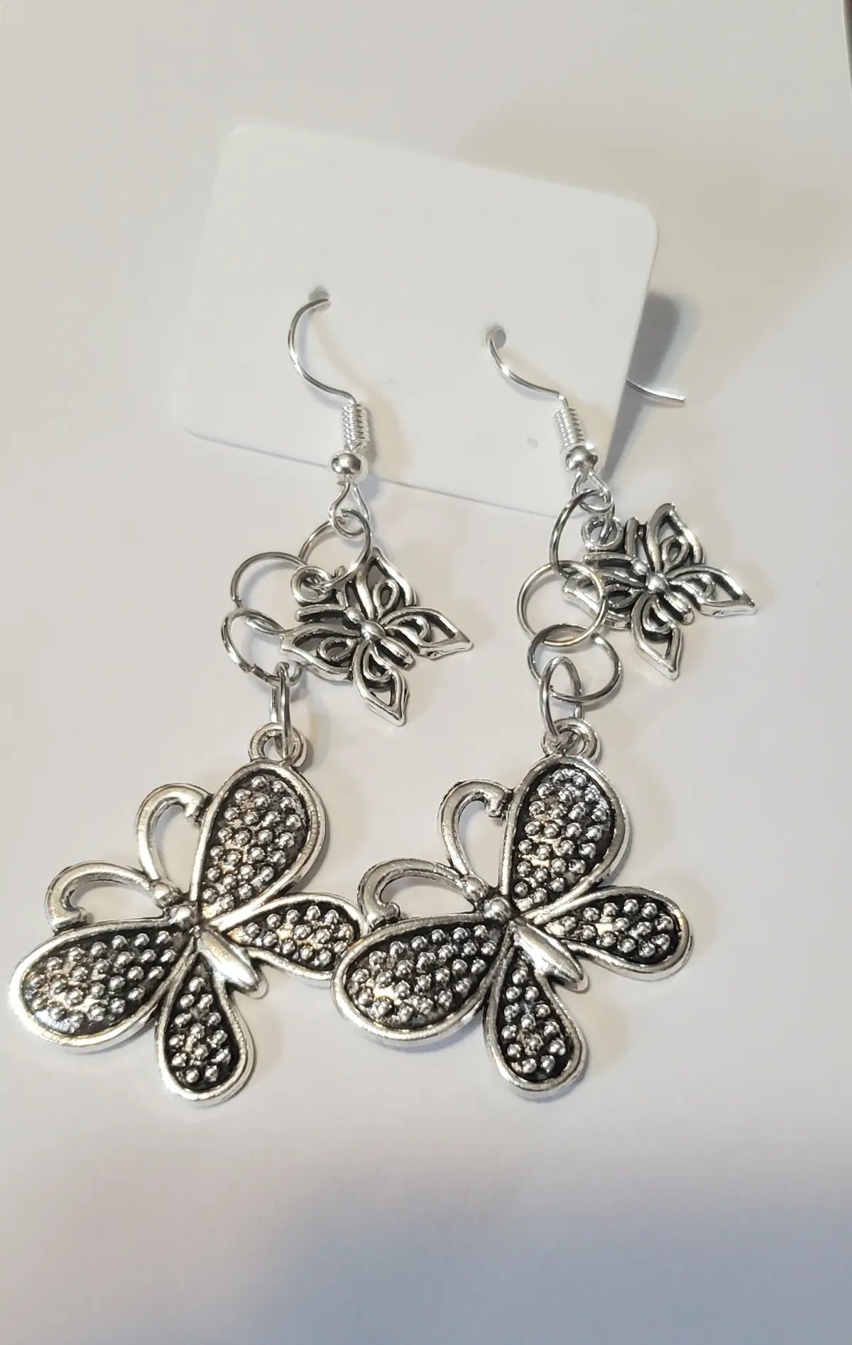 light as a flutter butterfly silver earrings 	kks11	 handmade