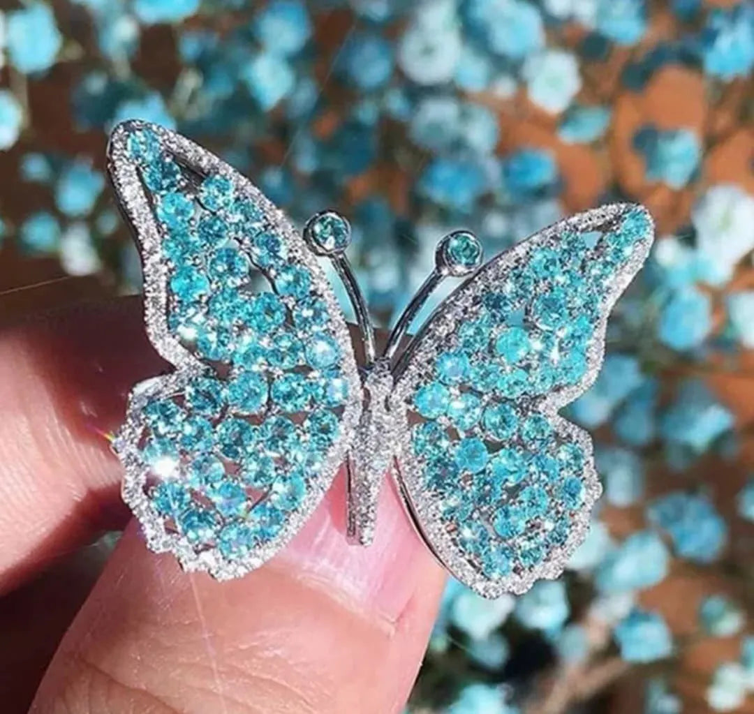 Blue Butterfly ring band