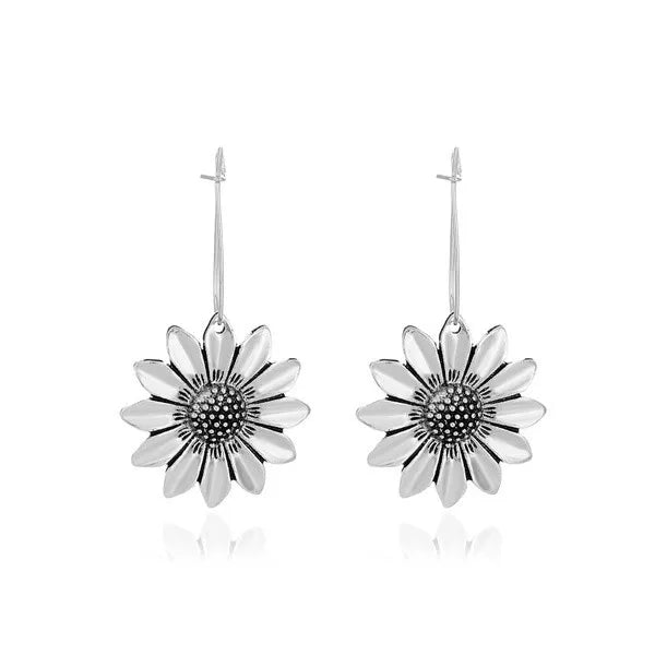 Flower drop silver earrings 6836