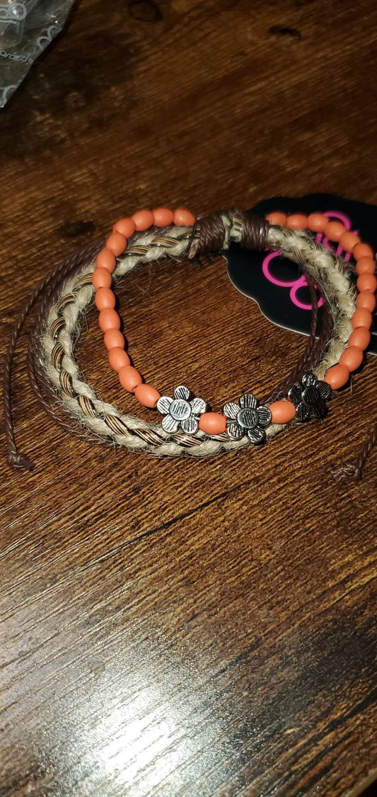 Raffia Remix - Orange bracelet papa