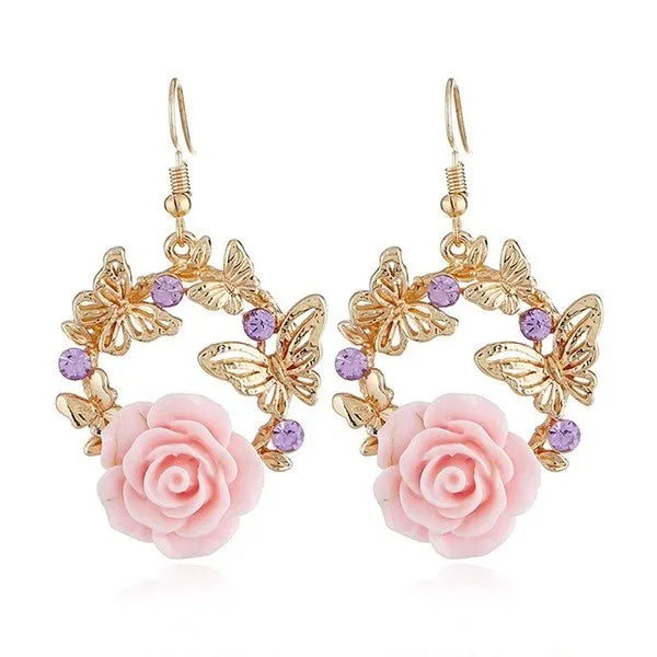 Garden butterfly multicable gold earrings6111