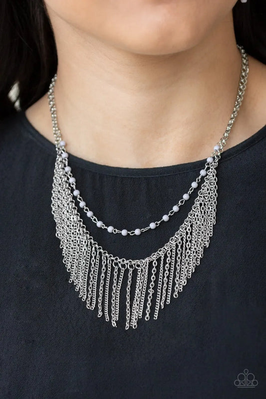 Fierce In Fringe - Silver necklace short papa