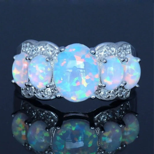 Wow white opal band circle ring