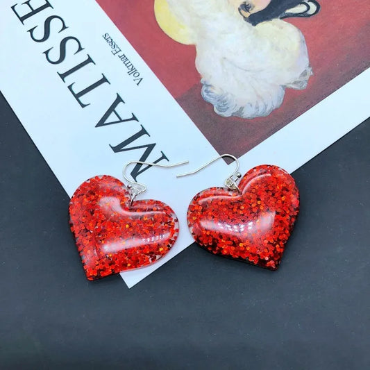 red heart earrings 853