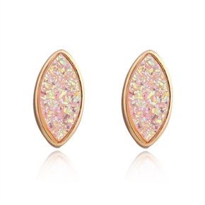 Sparkling resin gold iridescent earrings 6865