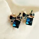 Bow me blue gold earrings 0048