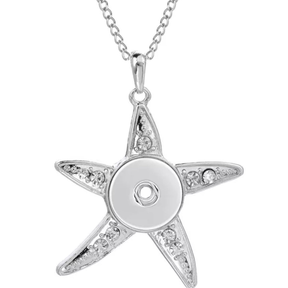 Dolphin starfish snap short necklace 18 mm