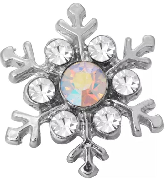 Snow flake short necklace iridescent snaps 18 mm