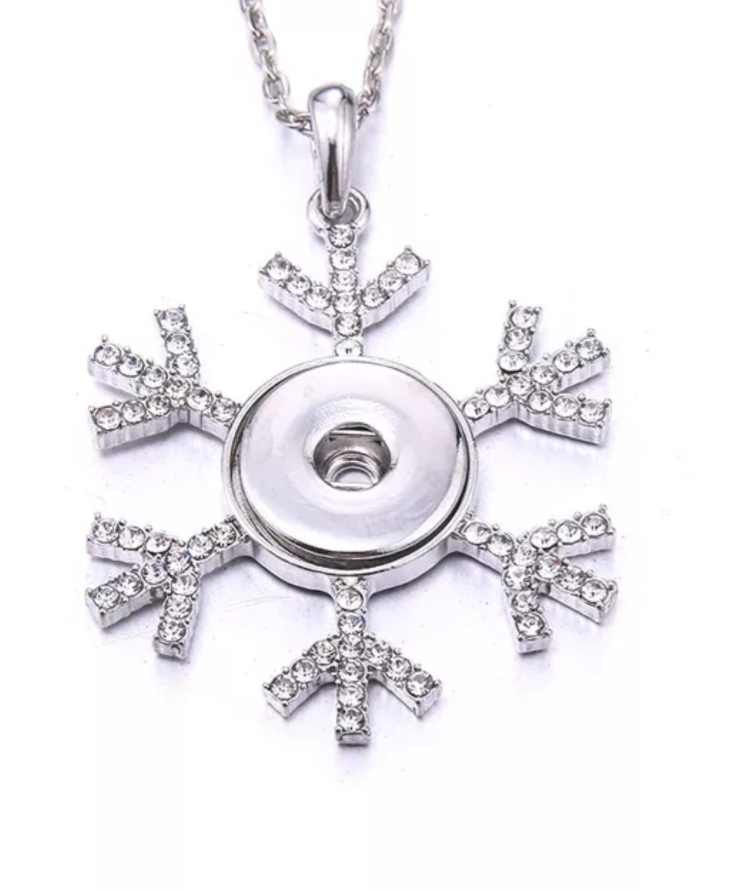 Snow flake short necklace iridescent snaps 18 mm
