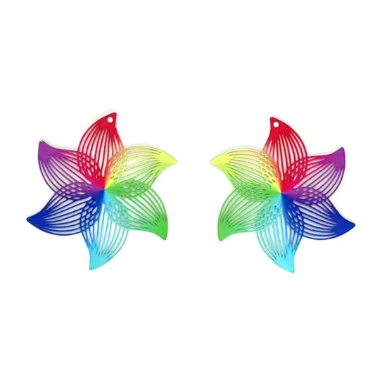 Rainbow colors of flower earrings or short necklace