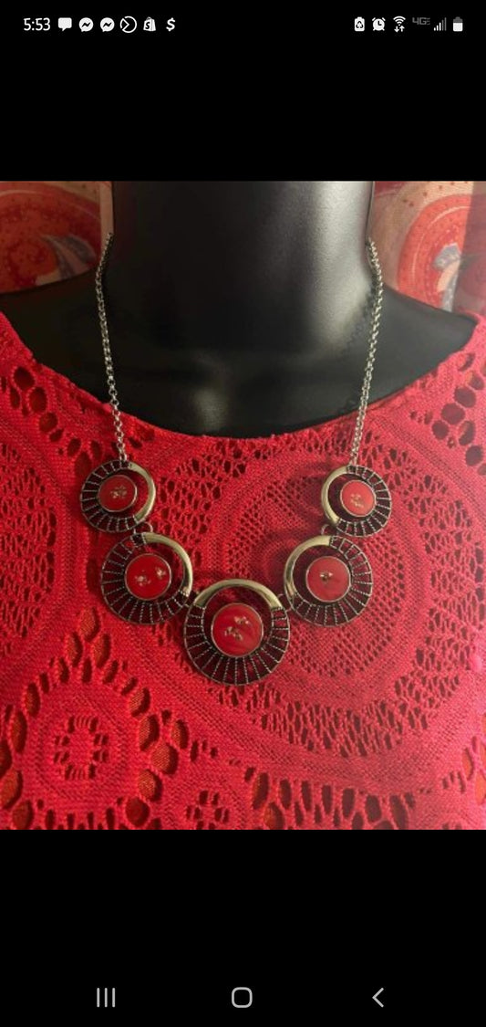 Circle of life short red necklace papa