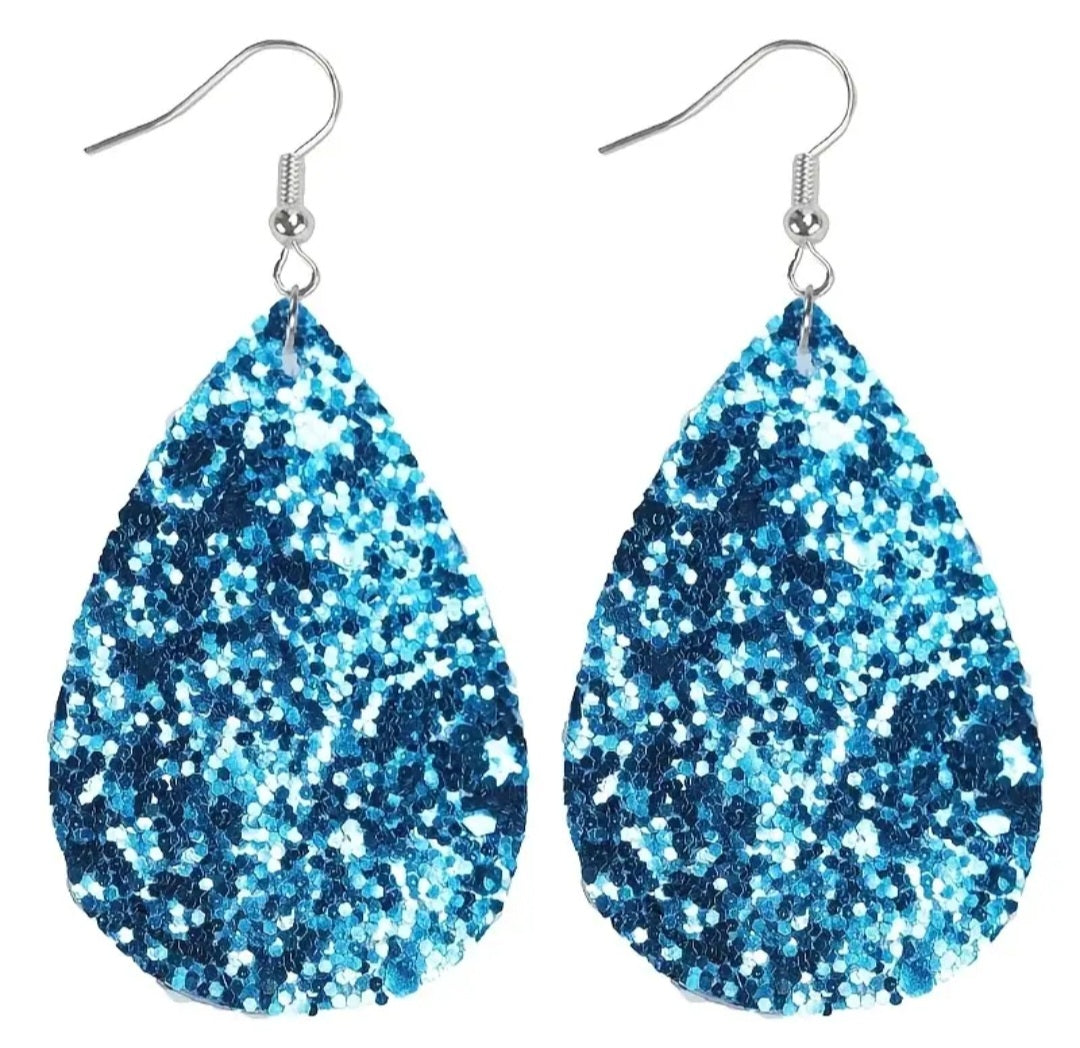 Classy pink or glitzy blue earrings