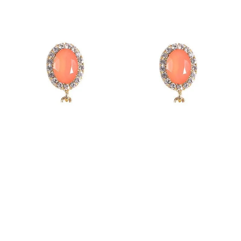 Bright flamingo blue orange gold earrings 5238