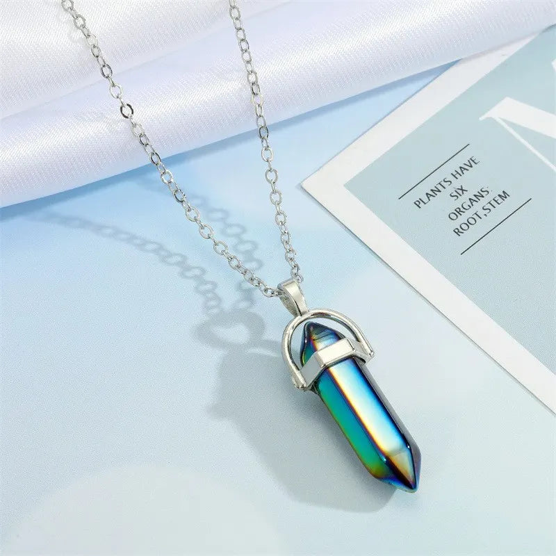 Healing crystal multiple colors short necklace