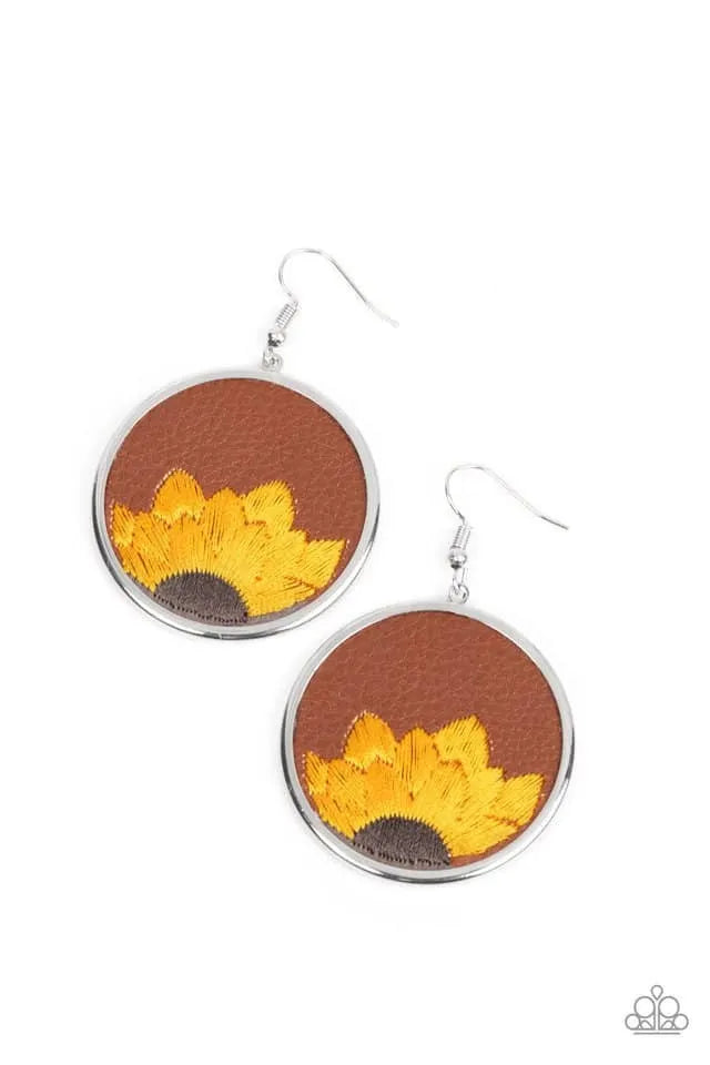 Sun-Kissed Sunflowers - Brown earrings