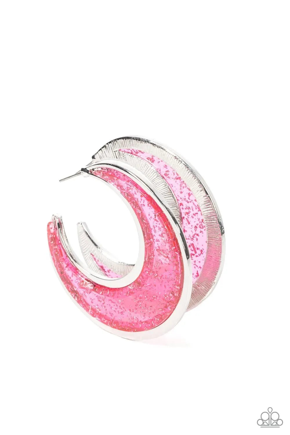 Charismatically Curvy - Pink hoops earrings