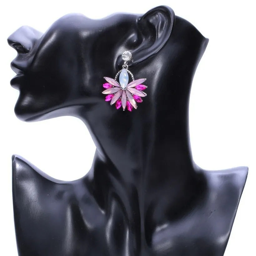 Flower Colorful pink opal Earrings 3394