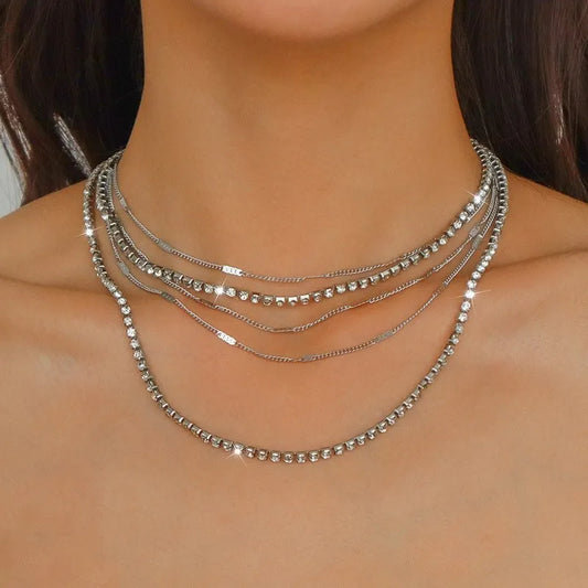 dangerous layered white silver black necklace