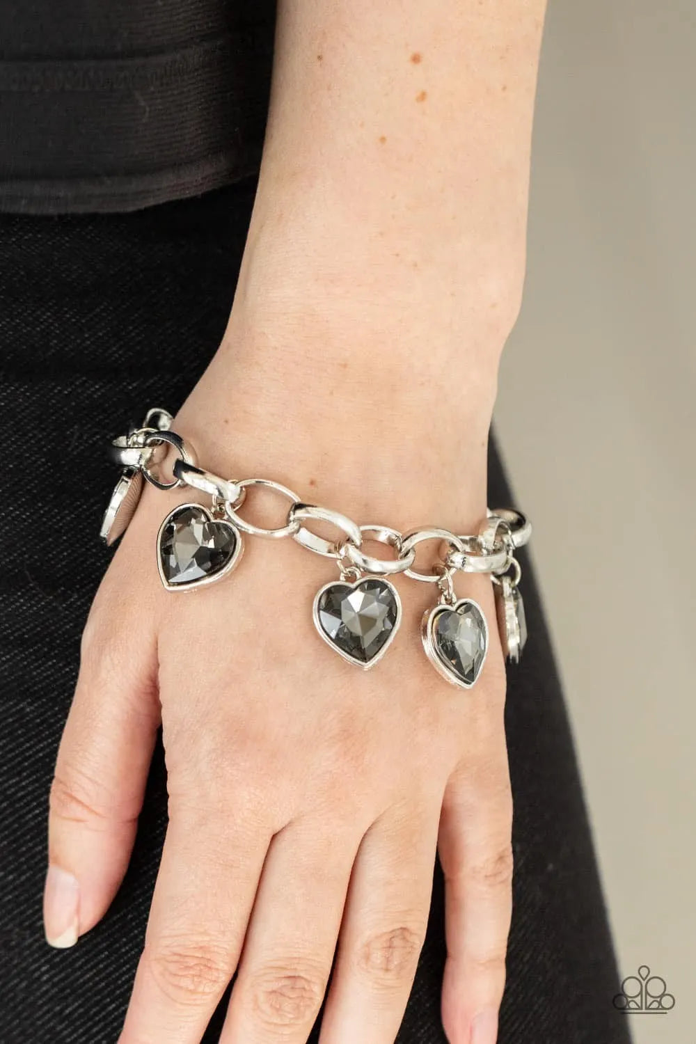 Candy Heart Charmer - White silver multi bracelet