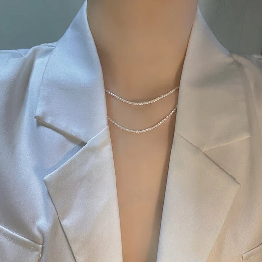 Shimmer  white short necklace