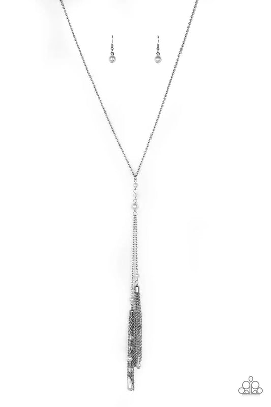 Timeless Tassels - Pink white necklace short papa