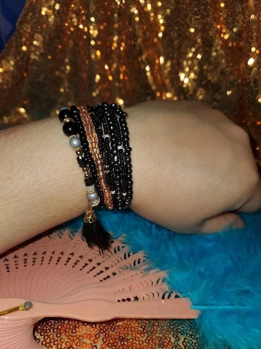 Black or pink stacker stretchy bracelet