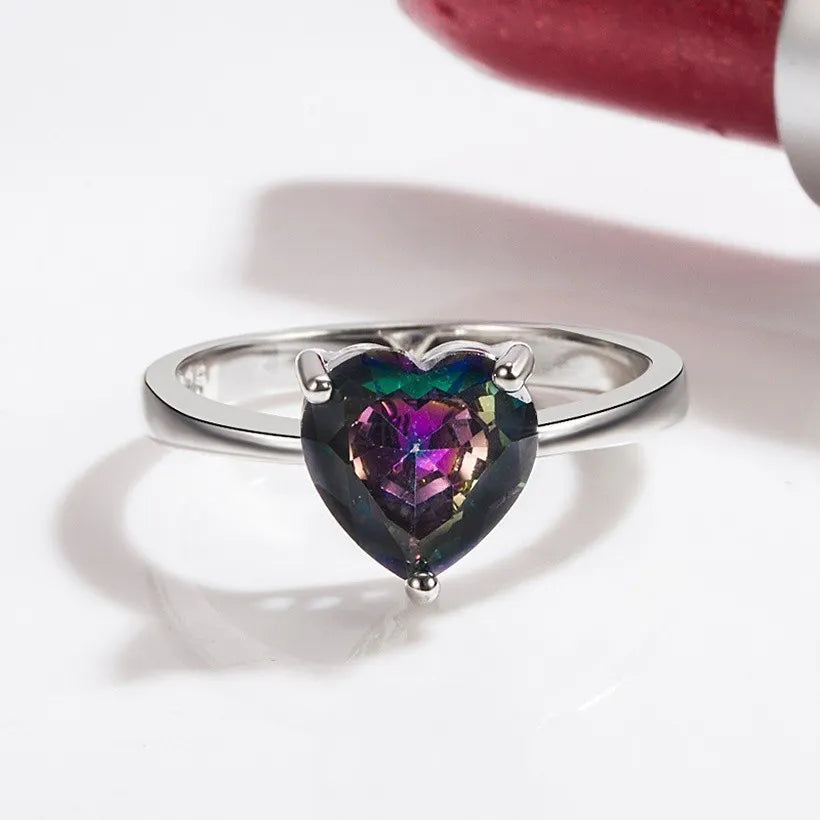 Zircon European heart band oil ring