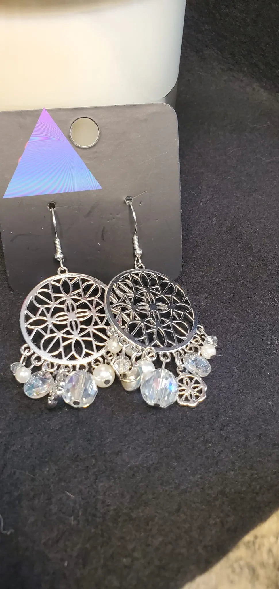 Garden Dreamcatcher - White earrings papa