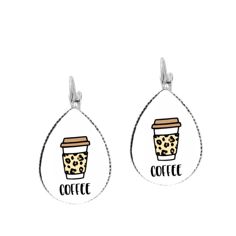 Love my coffee lever back earrings 7737