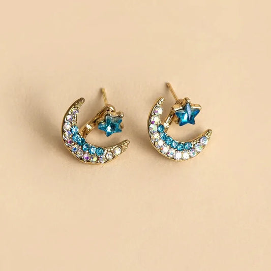 Moon blue jacket earrings 6512