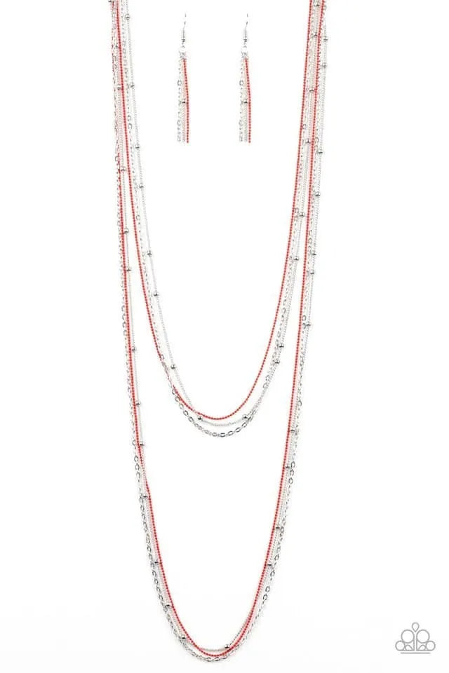 What A COLORFUL World - Red necklace long layered