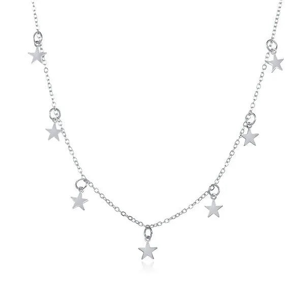 stars silver short necklace