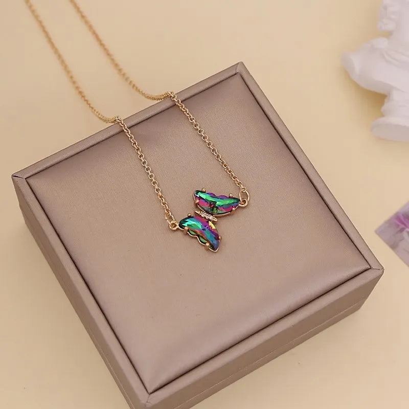 oil flutter  multicable short gold necklace 1005