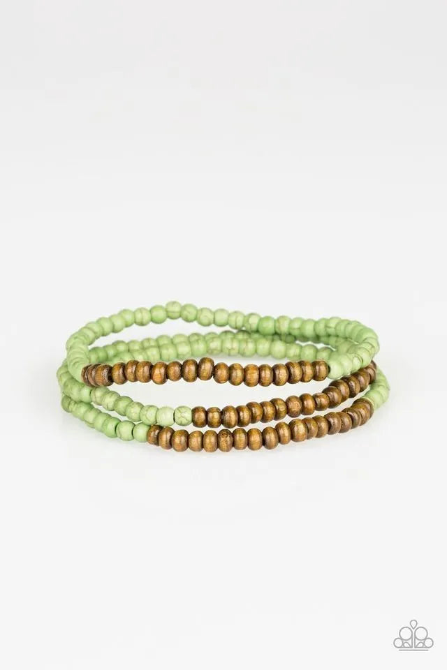 Woodland Wanderer - Orange green wood bracelet