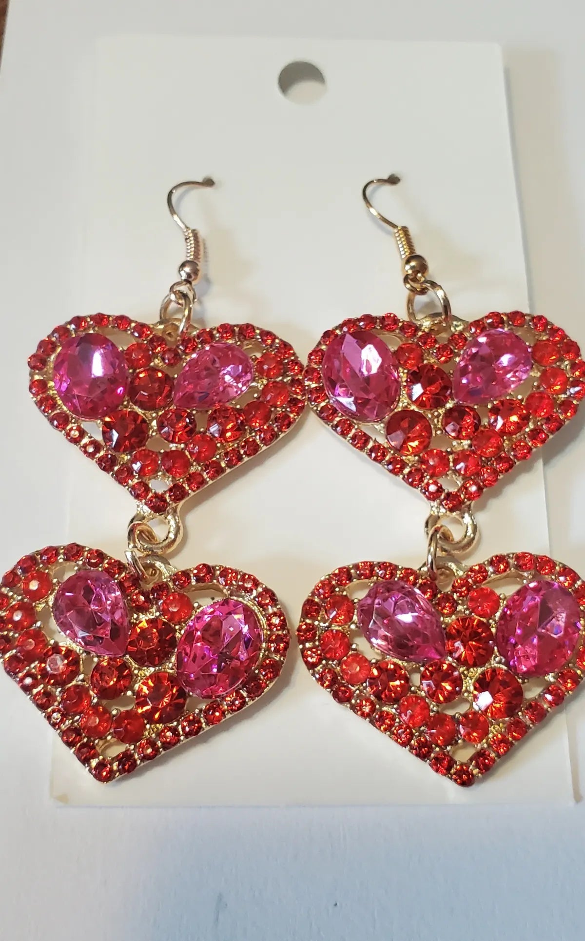 Heart diamond multi earrings 0696 post stud