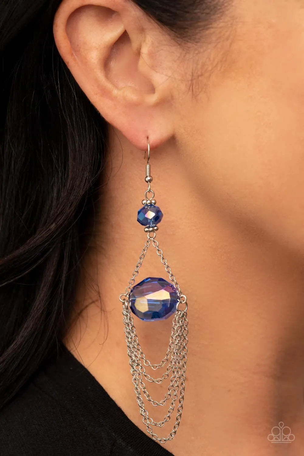 Ethereally Extravagant - Blue  purple oil earrings