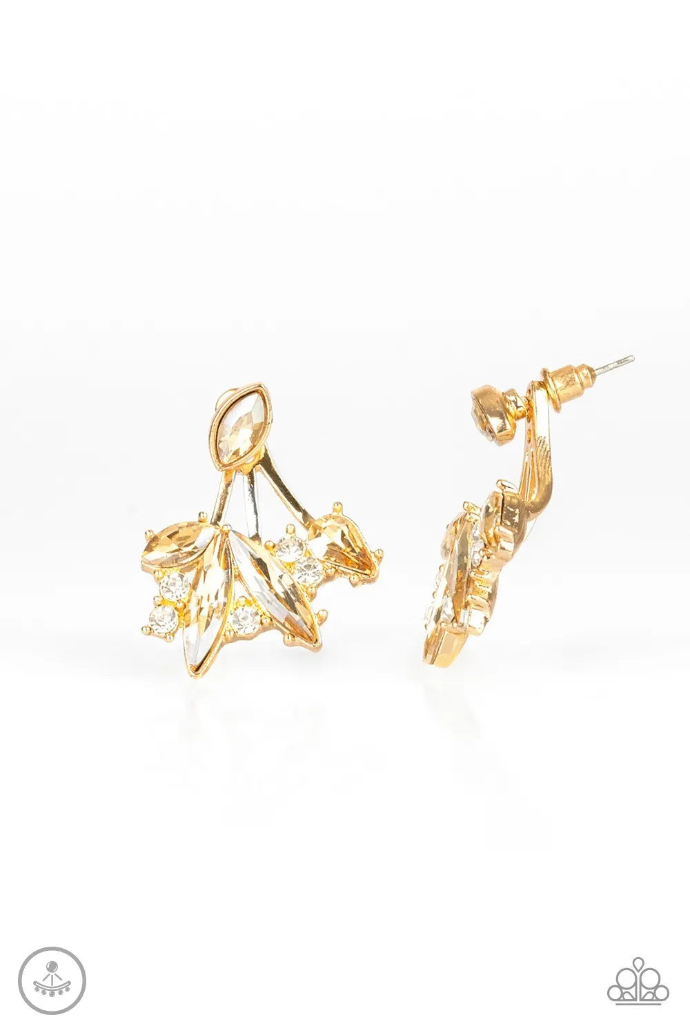 Deco Dynamite gold jacket earrings papa