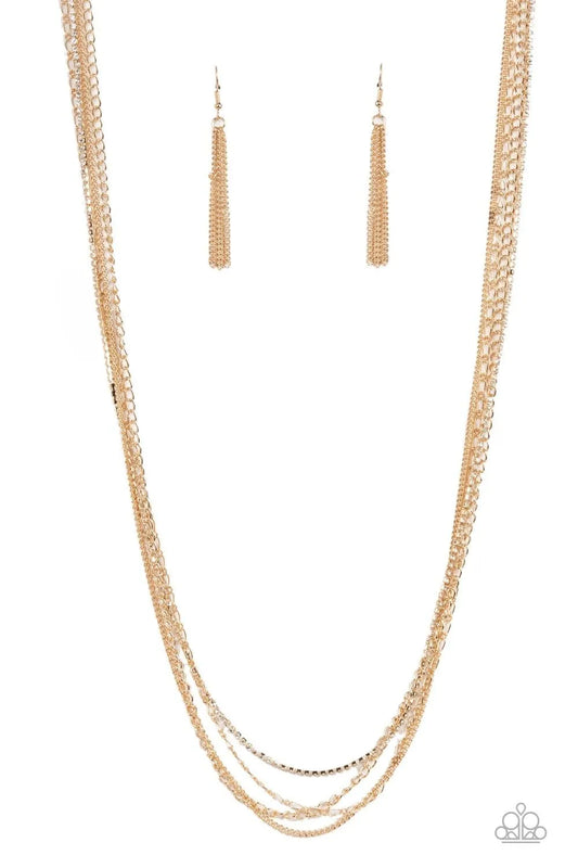 Undauntingly Urban - Gold long layered necklace