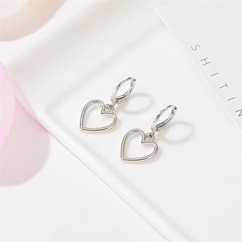 Heart of circle hoop silver earrings 3927