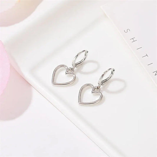 Heart of circle hoop silver earrings 3927