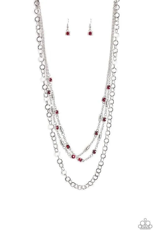 metro red layered necklace