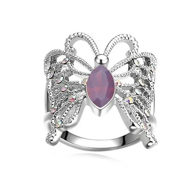 butterfly Pink iridescent band ring