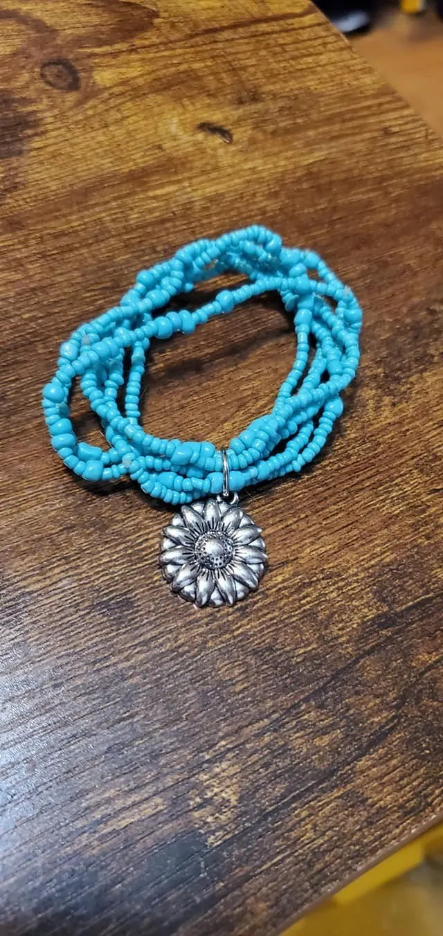Badlands Botany - Blue red stretchy bracelet papa