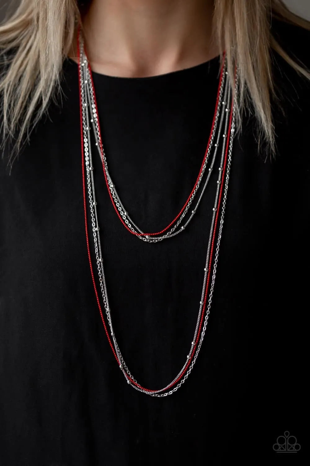 What A COLORFUL World - Red necklace long layered